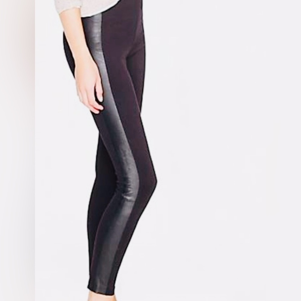 JCrew Pixie Black Pants Leather Stripe Women